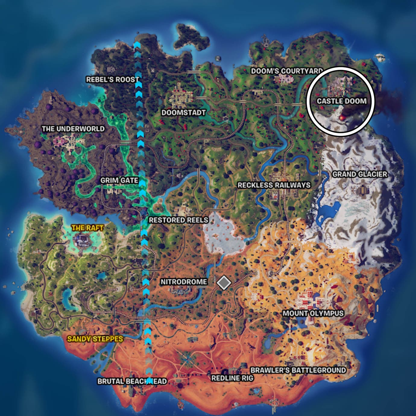 fortnite doom castle map location